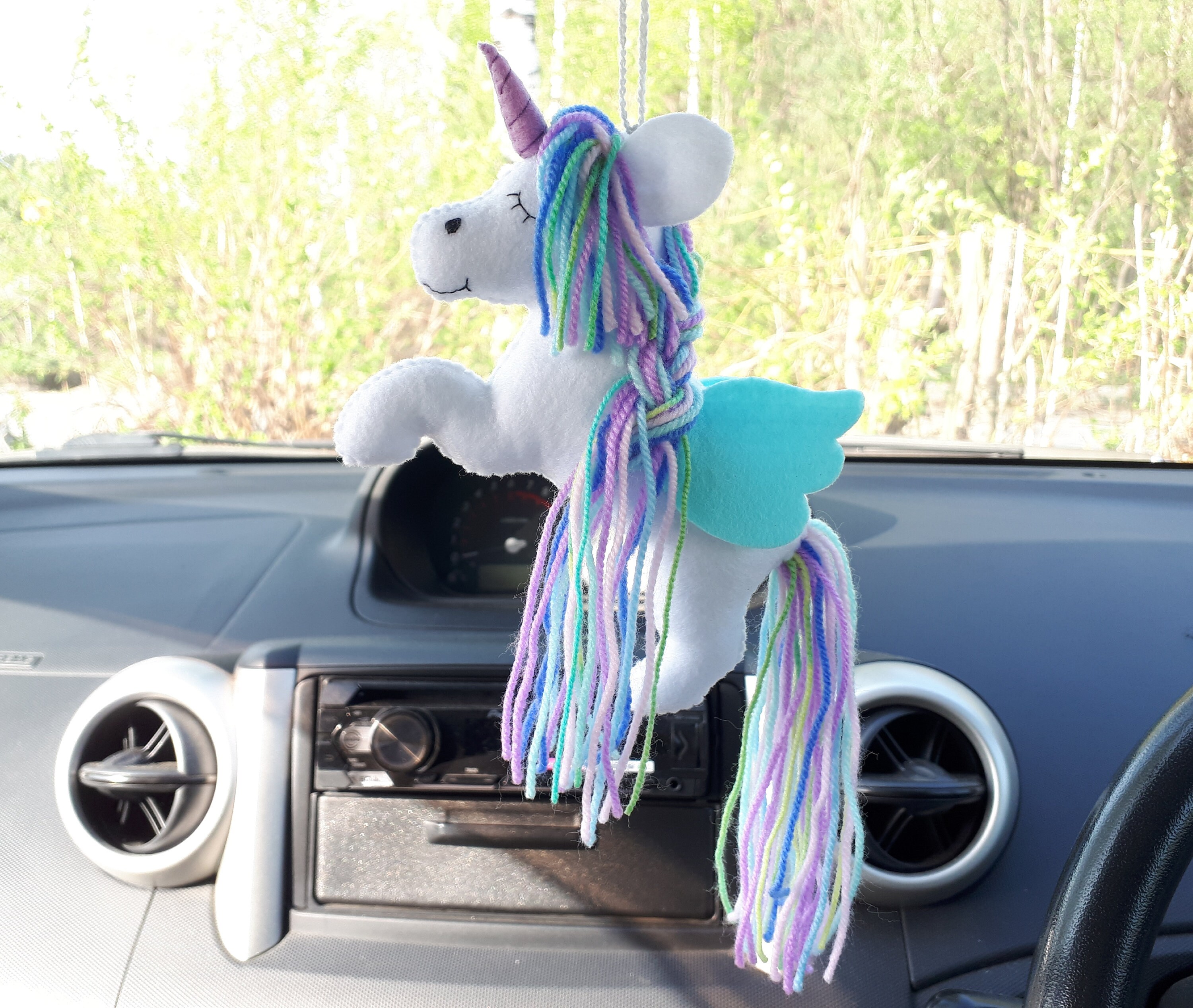 Rainbow unicorn car hanging accessories for women and teens Etsy
