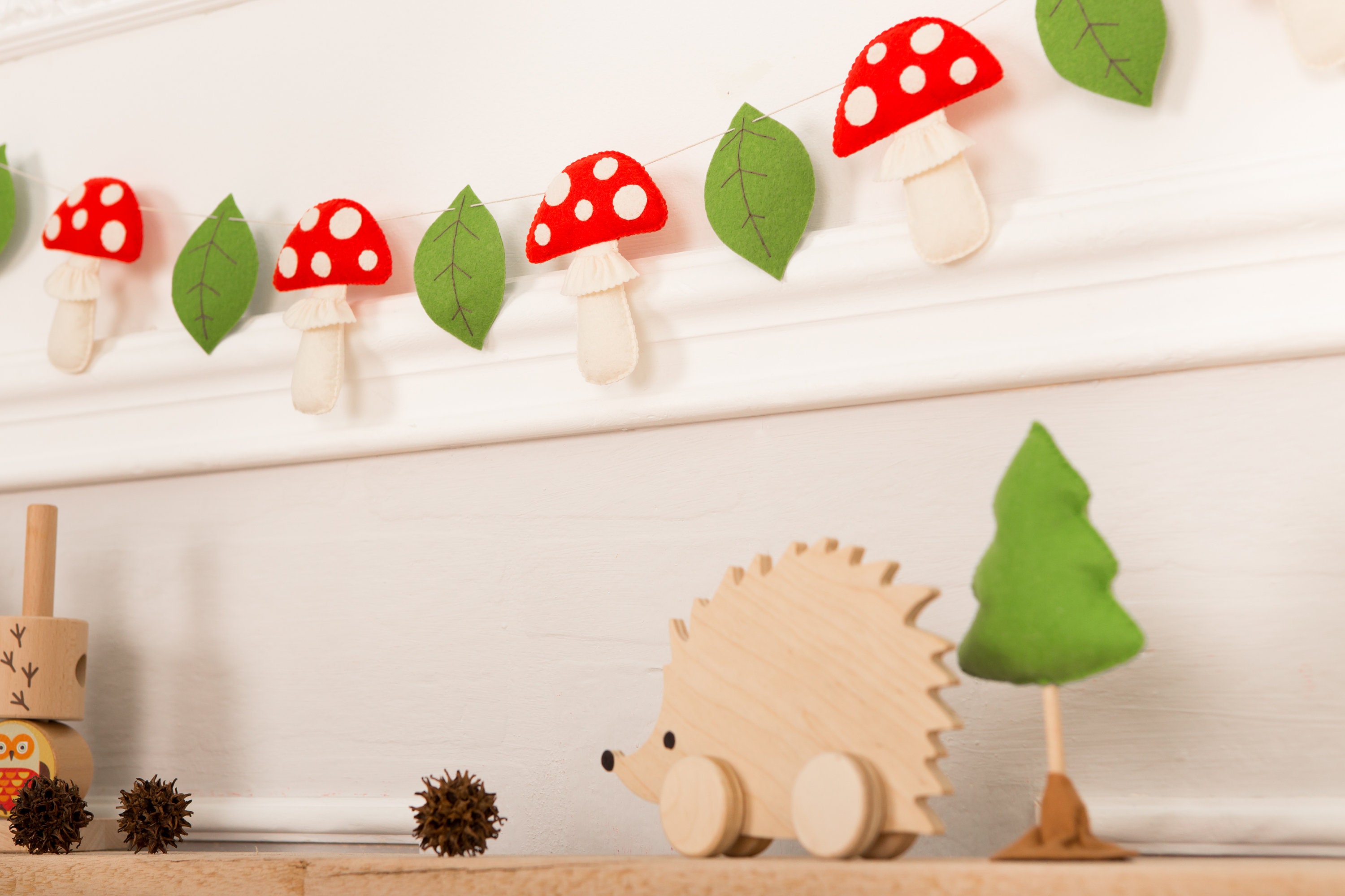 Mushroom decor felt garland woodland nursery decor Etsy