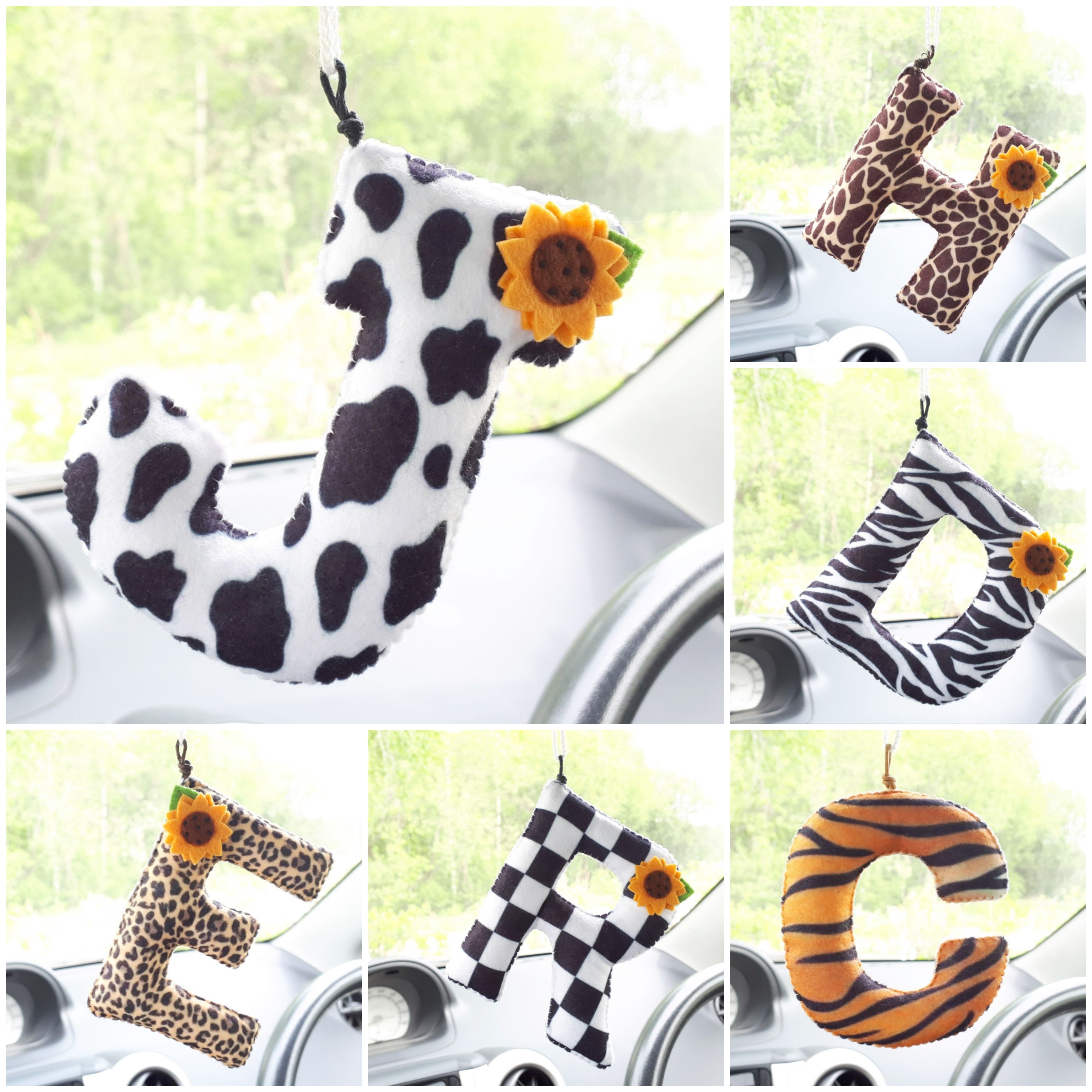Set of 3 Kawaii car interior accessories Leopard tiger cow Etsy