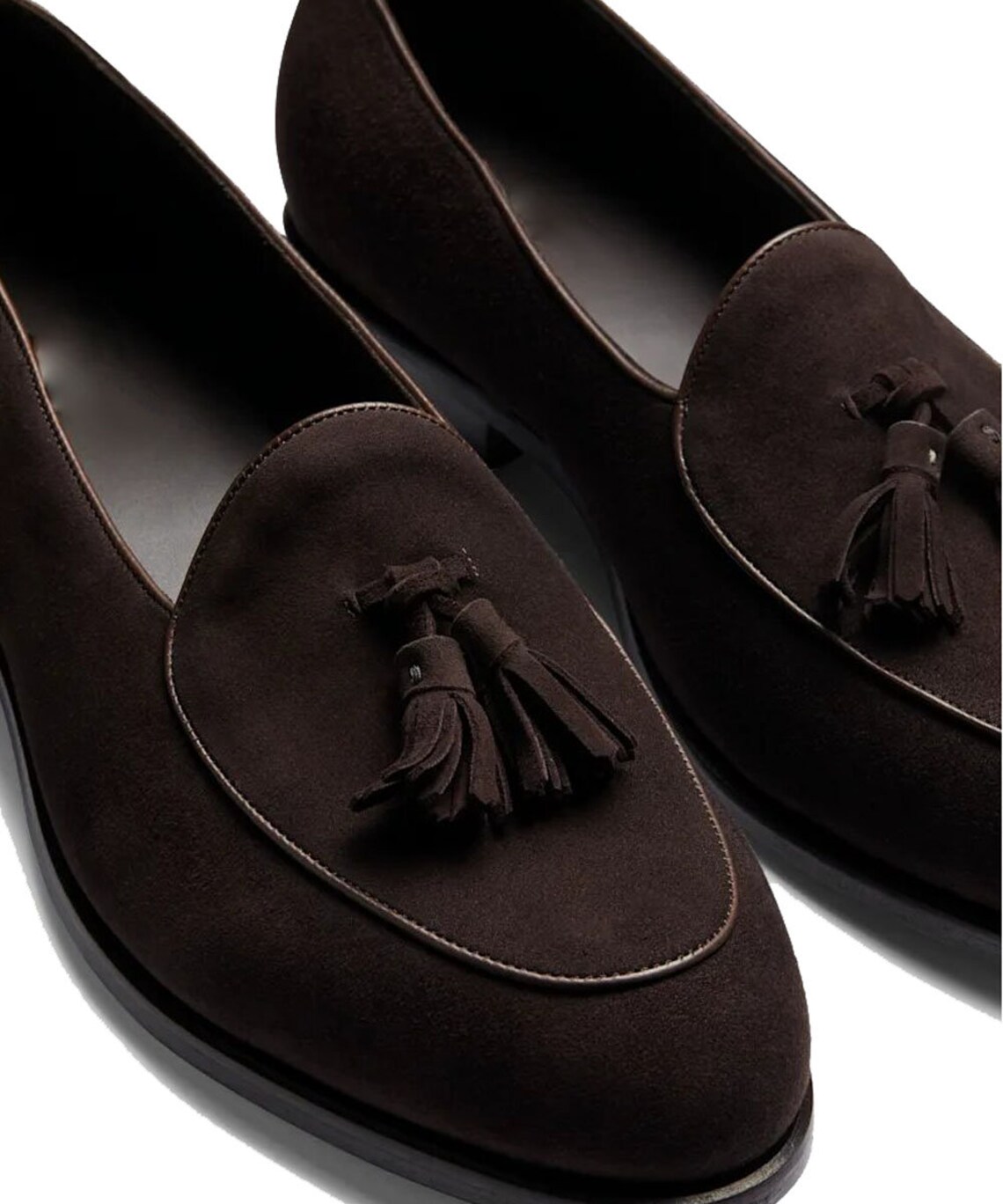 Dark Brown Suede Leather Tassel Slip On Loafer Shoes for Men | Etsy