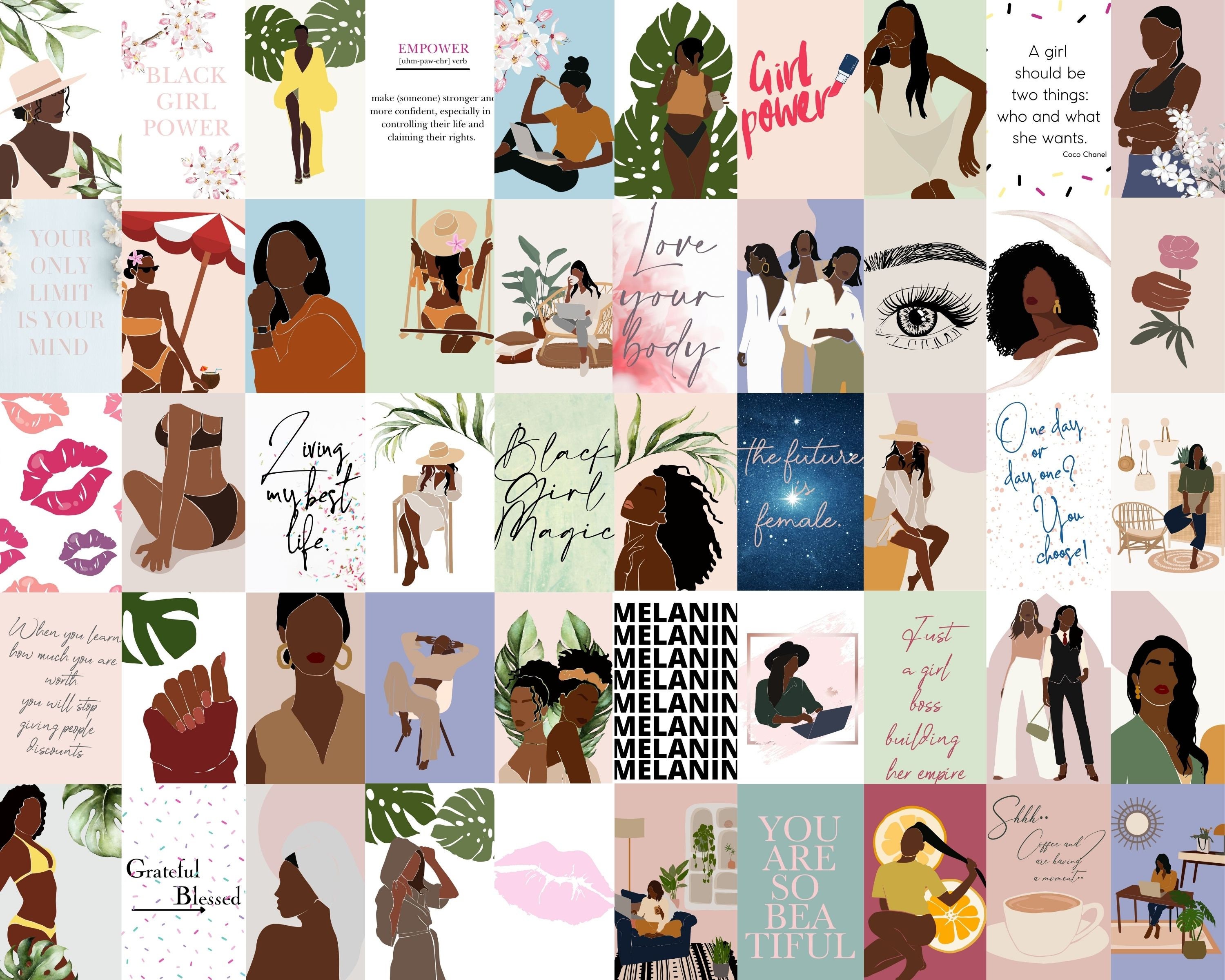 Modern black woman collage kit 150 photos black girl boss | Etsy