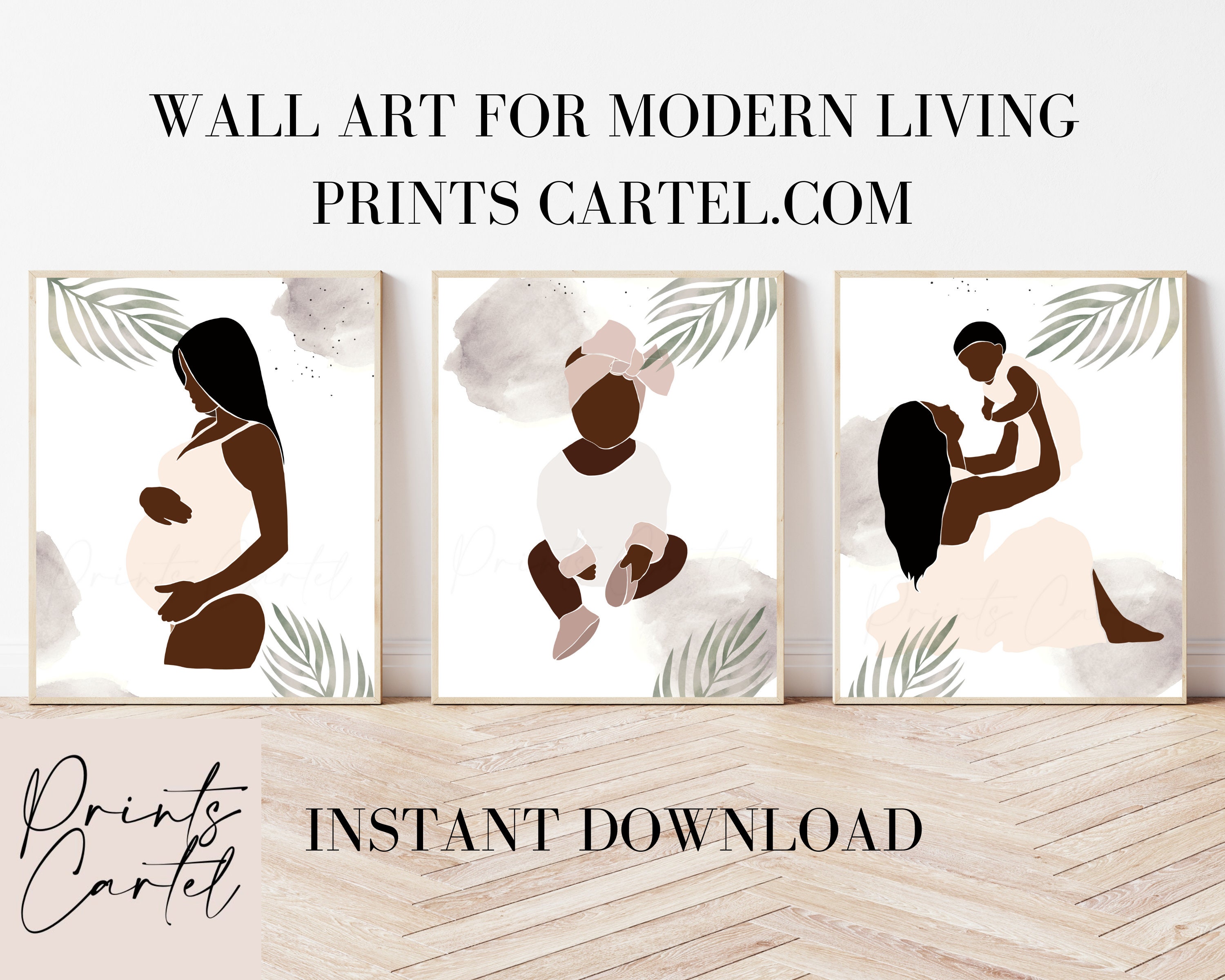 Black Mother and Baby Art Printblack Pregnancy Wall Art Etsy