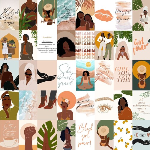 Bohemian Aesthetic Black Woman Collage Kit 150 Photos Women - Etsy