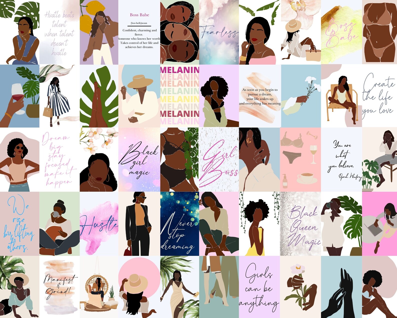 Modern Black Woman Collage Kit 150 Photos Black Girl Boss - Etsy