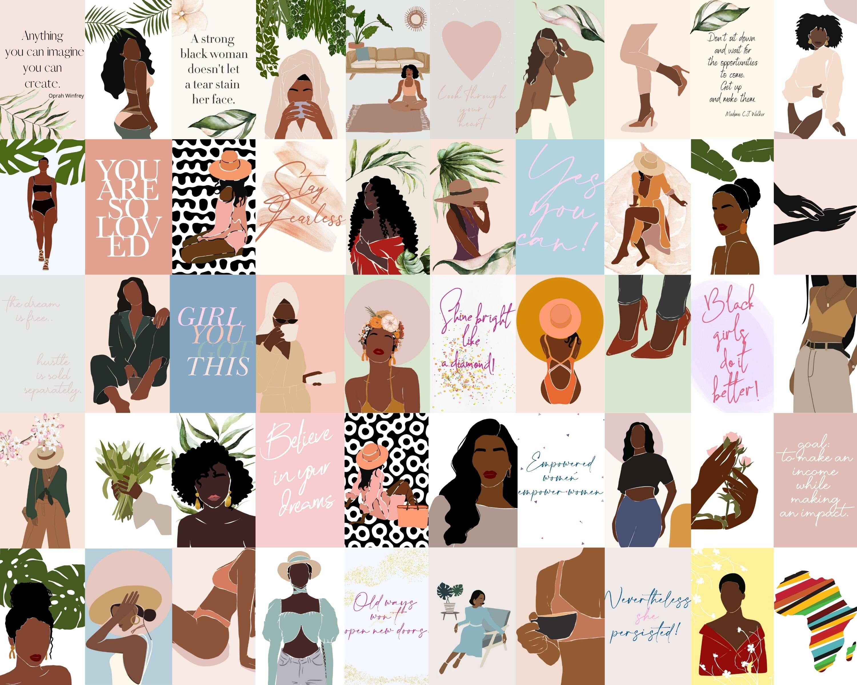 Modern black woman collage kit 150 photos black girl boss | Etsy