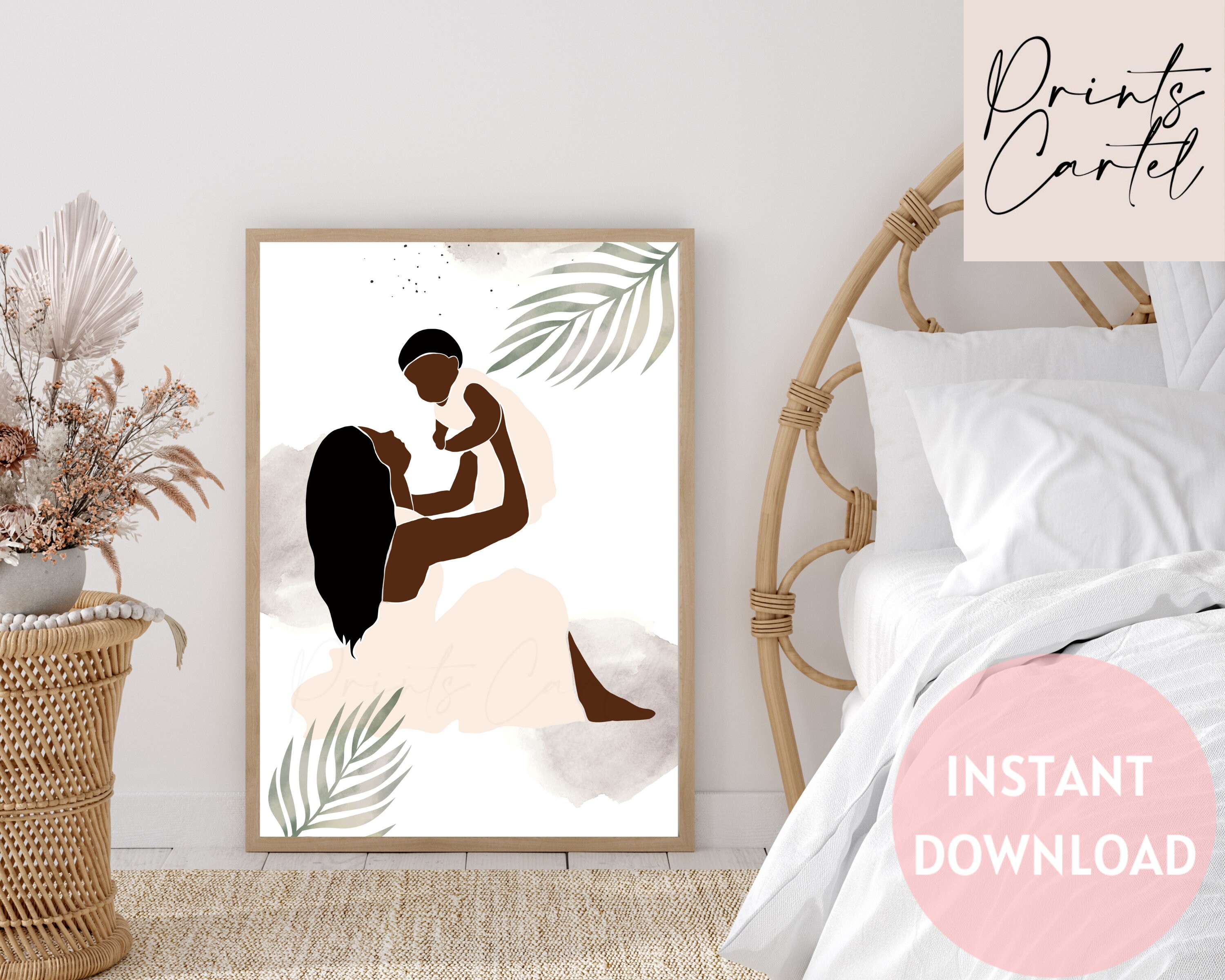 Black Mother and Baby Art Printblack Pregnancy Wall Art Etsy
