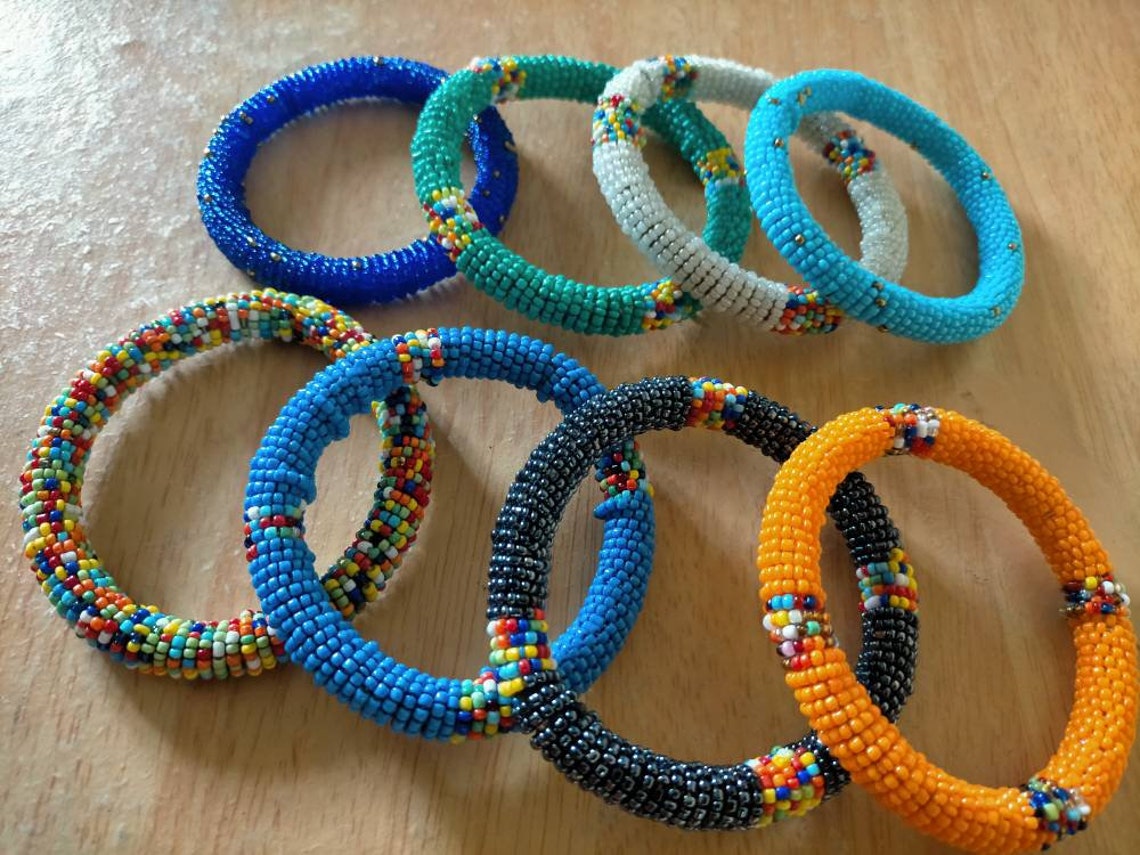 Beaded bracelets Kenyan beaded bangles zulu Etsy