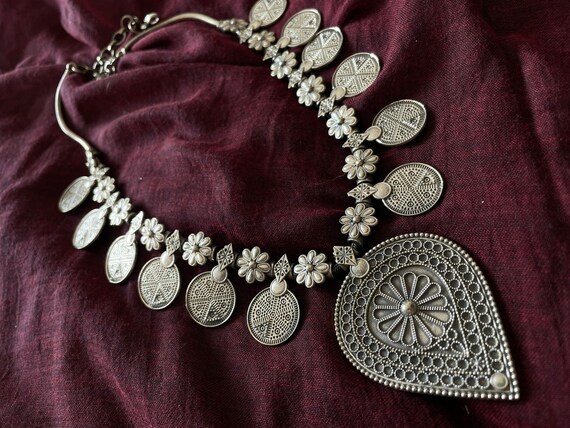 Oxidized Handmade Intricate Long Necklace Indian Bollywood Jewelry