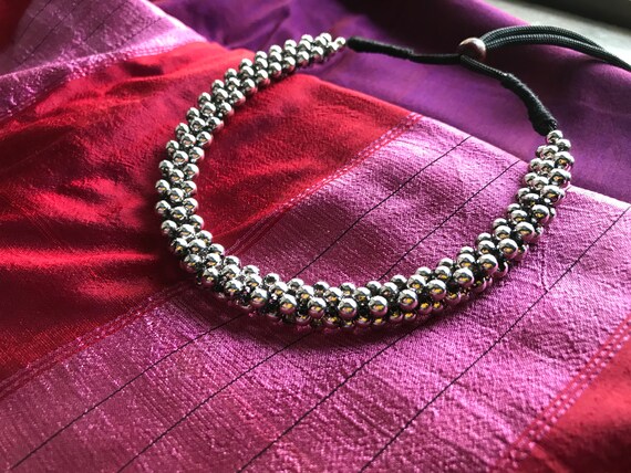 Oxidized Handmade Maharashtrian Thushi Bangles Nath Earring Set