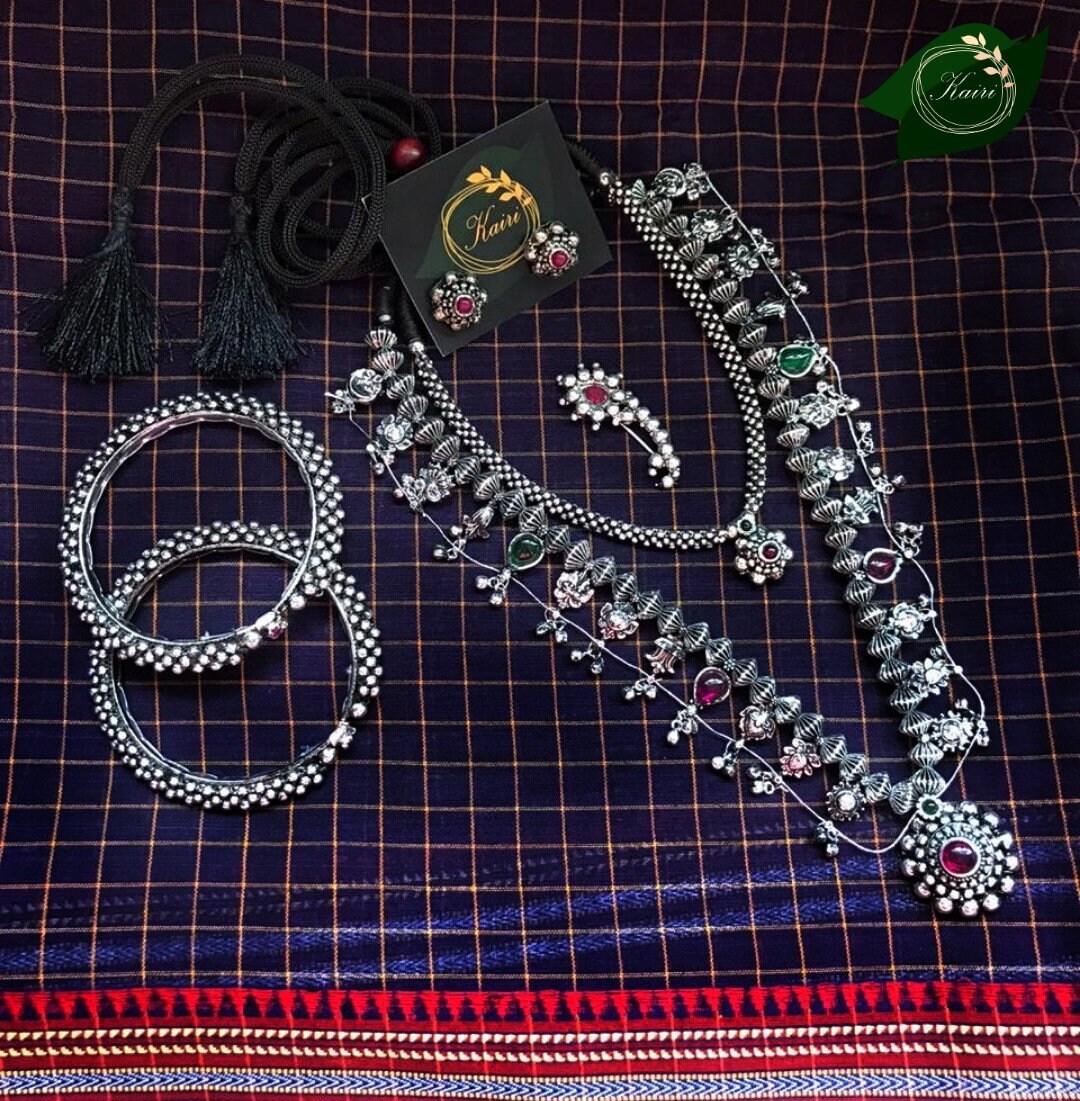 Oxidized Handmade Maharashtrian Thushi 