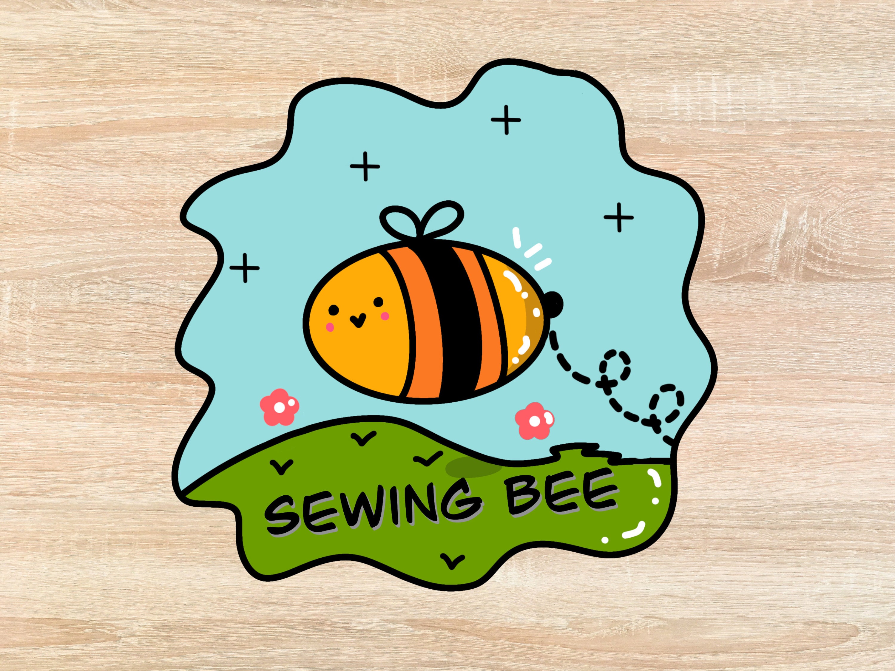 Sewing Bee Quilt Sticker Hand Drawn Sewing Stickers, Quilting Stickers
