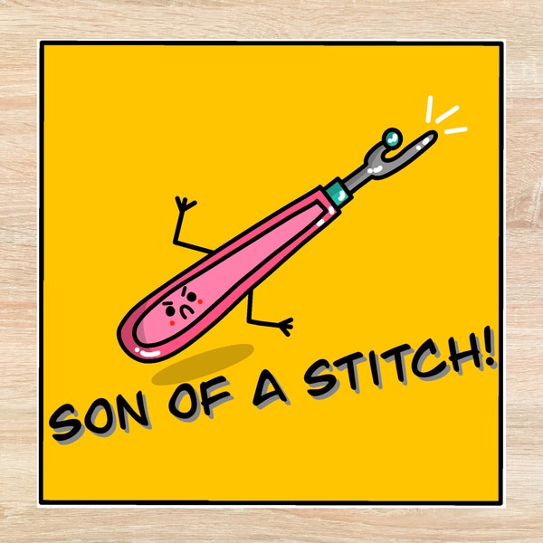 Son of a Stitch Seam Ripper Quilt Sticker - Hand Drawn - Sewing Stickers, Quilting Stickers, Quilt Lovers Gift, Sewing Decals, Funny Pun