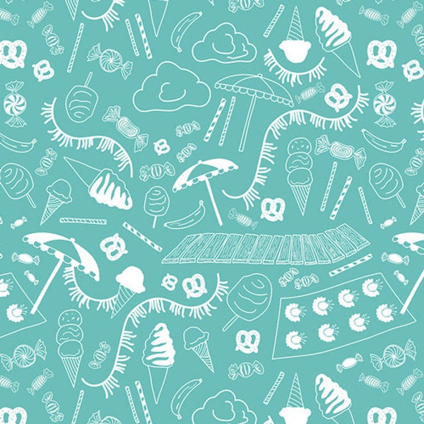 Art Gallery Fabrics "Busy Beach" Print BWD-786 - Boardwalk Collection by Dana Willard - 2.5 yard cut - *CLOSEOUT PRICING*