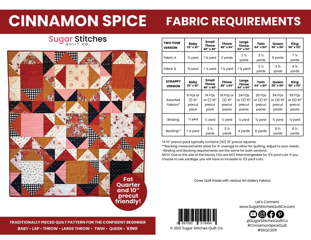 Cinnamon Spice Quilt Pattern PDF Pattern Beginner Pattern Etsy