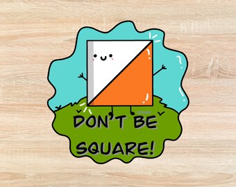 Don't Be Square HST Quilt Sticker - Hand Drawn - Sewing Stickers, Quilting Stickers, Quilt Lovers Gift, Sewing Decals, Funny Pun