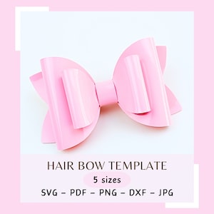 Classic Hair Bow Template - 5 sizes - SVG PDF DXF - Digital Template - Hair Bow Template - Cricut cut file - Silhouette cut file - Bow # 167