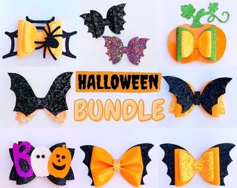 Halloween Bundle SVG - Halloween Bundle Hair Bow SVG - PDF - Digital Template - Hair Bow Template - Cricut cut file - Silhouette cut file