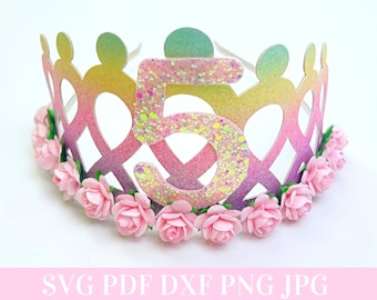 Birthday Crown Template SVG - Digital Template - Birthday Crown Hair Clip - Princess Crown Cricut Cut Files - Birthday Crown DIY - Cricut