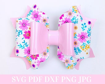 Scalloped Hair Bow Template SVG - Hair Bow SVG, PDF - Digital Template - Hair Bow Template - Cricut cut file - Silhouette - Bow # 124