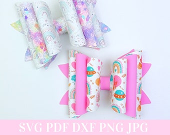 Hair Bow Template SVG - Hair Bow SVG, PDF - Digital Template - Hair Bow Template - Cricut cut file - Silhouette cut file - Bow #152