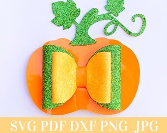Pumpkin Hair Bow Template SVG - Halloween Hair Bow SVG, PDF - Digital Template - Hair Bow Template - Cricut cut file - Bow # 41