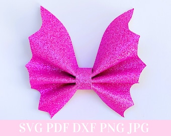 Bat Hair Bow Template SVG - Halloween Hair Bow SVG, PDF - Digital Template - Hair Bow Template - Cricut cut file - Silhouette - Bow # 114
