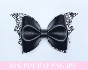 Bat Hair Bow Template SVG - Halloween Hair Bow SVG, PDF - Digital Template - Hair Bow Template - Cricut cut file - Silhouette - Bow # 33