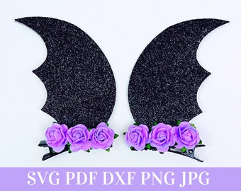 Bat Wings Hair Clips SVG - Halloween Hair Clip SVG, PDF - Digital Template - Hair Clip Template - Cricut cut file - Silhouette cut file