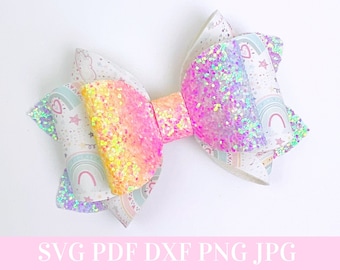 Hair Bow Template SVG - Hair Bow SVG, PDF - Digital Template - Hair Bow Template - Cricut cut file - Silhouette cut file - Bow # 148