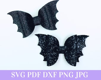 Bat Hair Bow Template SVG - Halloween Hair Bow SVG, PDF - Digital Template - Hair Bow Template - Cricut cut file - Silhouette - Bow # 40