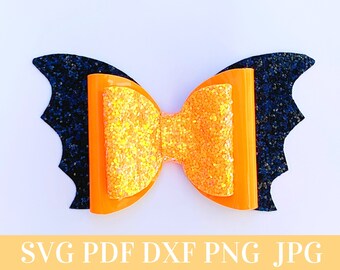 Bat Hair Bow Template SVG - Halloween Hair Bow SVG, PDF - Digital Template - Hair Bow Template - Cricut cut file - Silhouette - Bow # 32