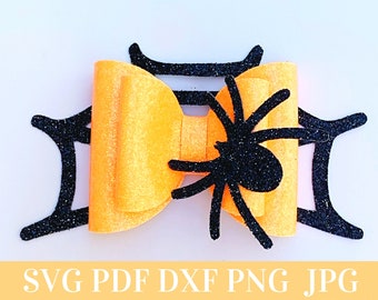 Spiderweb Hair Bow SVG - PDF - Halloween Hair Bow SVG - Digital Template - Hair Bow Template - Cricut cut file - Silhouette - Bow # 45