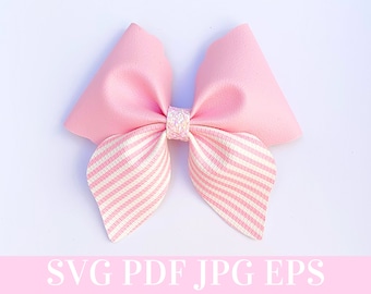 セーラーピンチヘアボウ SVG - スカラップピンチヘアボウ SVG、PDF - デジタルテンプレート - ヘアボウテンプレート - Cricut カットファイル - ボウ # 46
