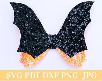 Bat Hair Bow Template SVG - Halloween Hair Bow SVG, PDF - Digital Template - Hair Bow Template - Cricut cut file - Silhouette - Bow # 38