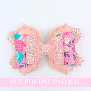 Hair Bow Template SVG - Hair Bow SVG, PDF - Digital Template - Hair Bow Template - Cricut cut file - Silhouette cut file - Bow #129