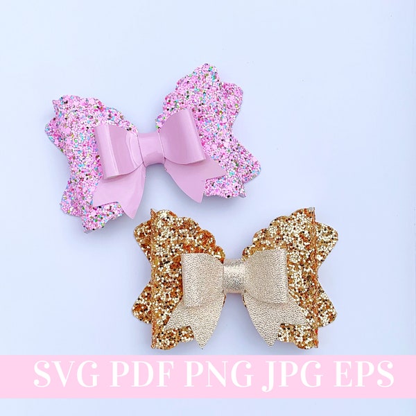 Double Hair Bow Template SVG - Hair Bow SVG, PDF - Digital Template - Hair Bow Template - Cricut cut file - Silhouette cut file - Bow # 94