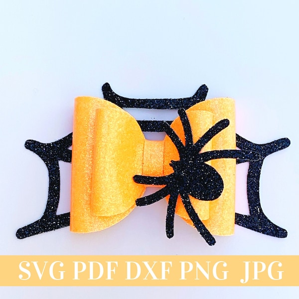 Spiderweb Hair Bow SVG - PDF - Halloween Hair Bow SVG - Modèle numérique - Modèle d’arc de cheveux - Fichier de coupe Cricut - Silhouette - Arc # 45