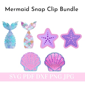 Mermaid Snap Clip SVG Bundle - Scalloped Snap Clip SVG, PDF - Digital Template - Snap Clip Template - Cricut cut file - Silhouette cut file