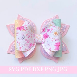 Hair Bow Template SVG - Hair Bow SVG, PDF - Digital Template - Hair Bow Template - Cricut cut file - Silhouette cut file - Bow # 120