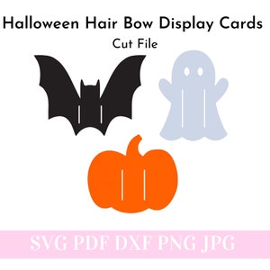 Karta do wyświetlania kokardki do włosów na Halloween SVG, Pakiet kart do wyświetlania SVG, Szablon do wyświetlania kokardki SVG, Pliki do cięcia sylwetki, Pliki do cięcia Cricut