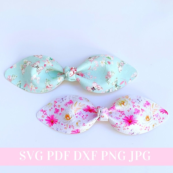 Pinched Hair Bow Template SVG - Knot Hair Bow SVG, PDF - Digital Template - Hair Bow Template - Cricut cut file - Silhouette - Bow # 113