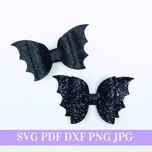 Szablon kokardy do włosów nietoperza SVG - Kokarda do włosów na Halloween SVG, PDF - Szablon cyfrowy - Szablon kokardy do włosów - Plik do cięcia Cricut - Sylwetka - Kokarda nr 40