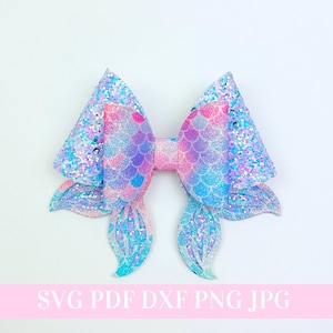 Mermaid Hair Bow Template SVG - Hair Bow SVG, PDF - Digital Template - Hair Bow Template - Cricut cut file - Silhouette cut file - Bow # 136