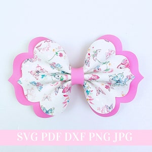 Peony Hair Bow Template SVG - Hair Bow SVG, PDF - Digital Template - Hair Bow Template - Cricut cut file - Silhouette cut file - Bow # 137