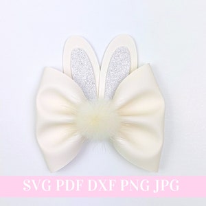 Bunny Hair Bow Template SVG - Easter Hair Bow SVG, PDF - Digital Template - Hair Bow Template - Cricut cut file - Bow #154