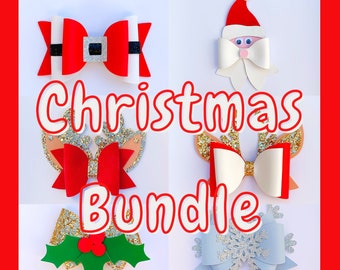 Christmas Hair Bow SVG, PDF - Christmas Hair Bow Template Bundle - Digital Template - Hair Bow Template - Cricut cut file - Silhouette