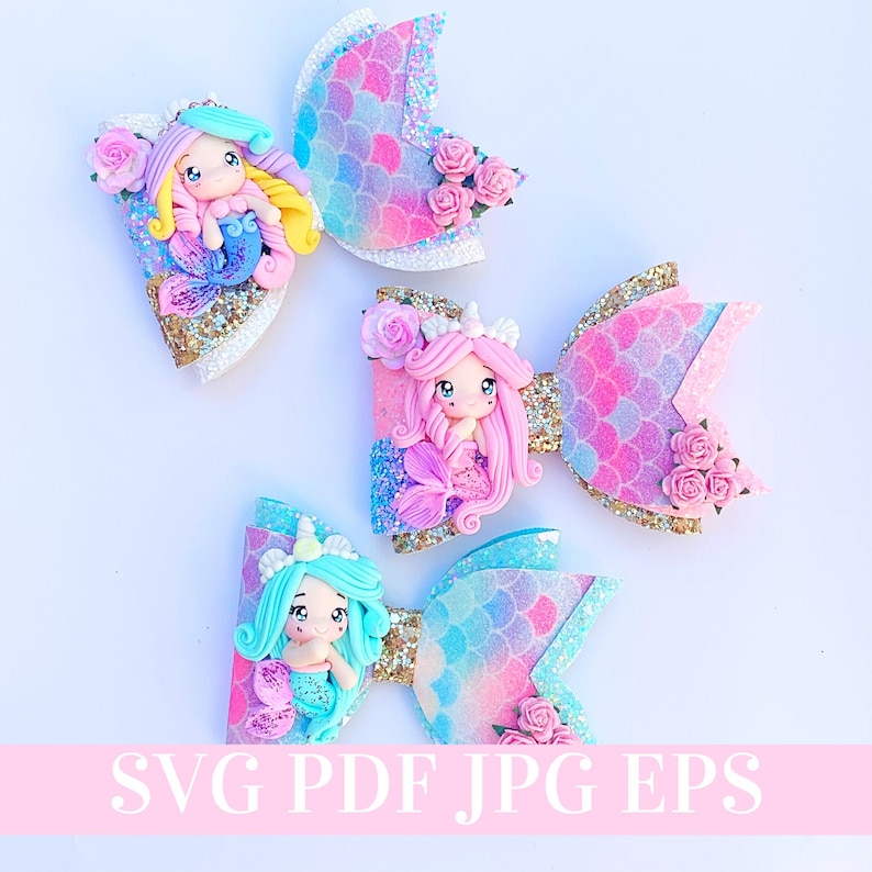 Mermaid Hair Bow Template Svg Hair Bow Svg Hair Bow Template Digital Template Cricut Cut File Pdf 2 Styles Silhouette Cut File Hair Accessories Headbands Turbans Des Pl