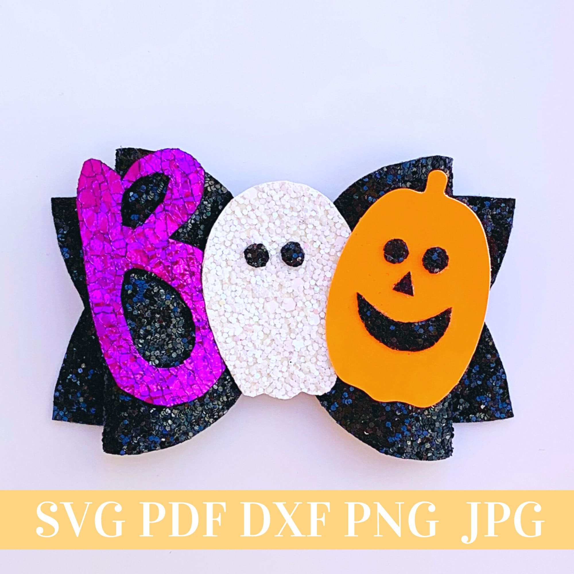 Boo Hair Bow Template SVG - Halloween Hair Bow SVG, PDF - Digital Template - Hair Bow Template - Cricut cut file - Silhouette - Bow # 35