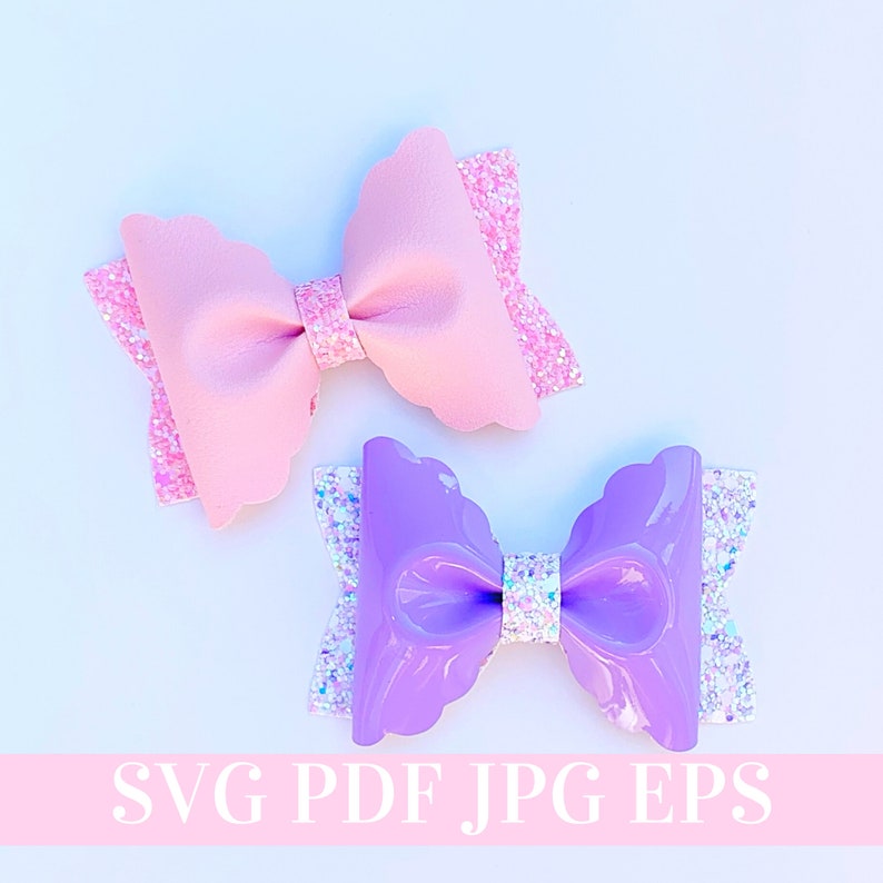 Scalloped Pinch Hair Bow Template SVG Hair Bow SVG PDF - Etsy