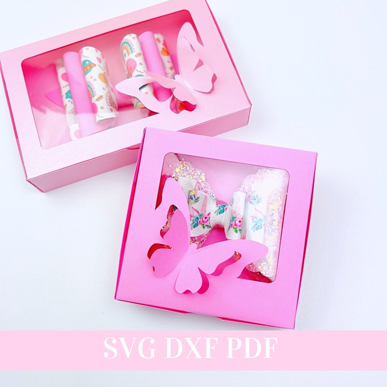 Butterfly Bow Box Template - Hair Bow Box SVG, PDF - Gift Box Template ...
